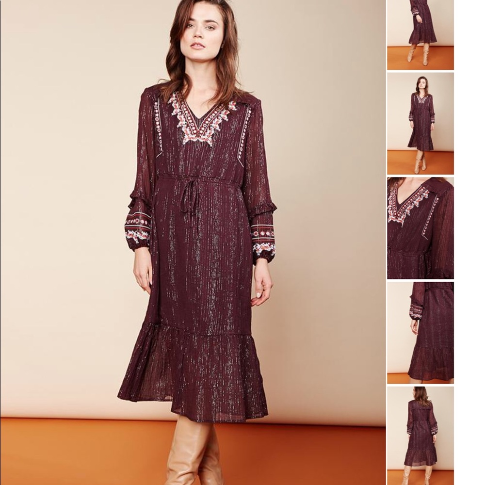 NEW • Dolan • Rashida Embroidered Midi Dress Sm